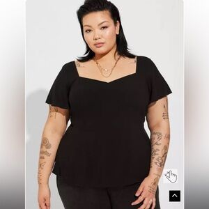 Torrid Peplum Challis Sweetheart Flutter Sleeve Top